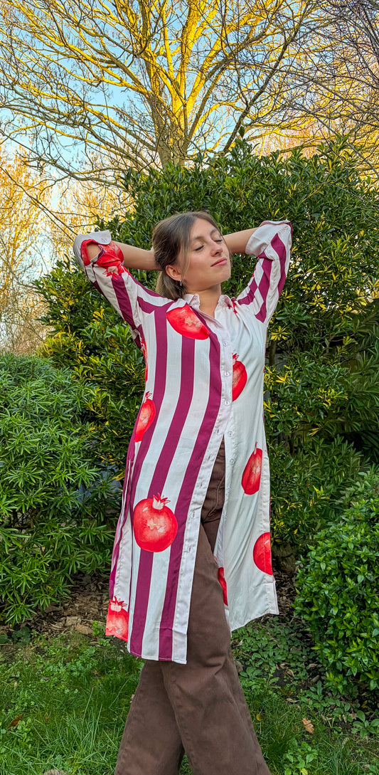 Vestido Camisero Granadas en Rayas